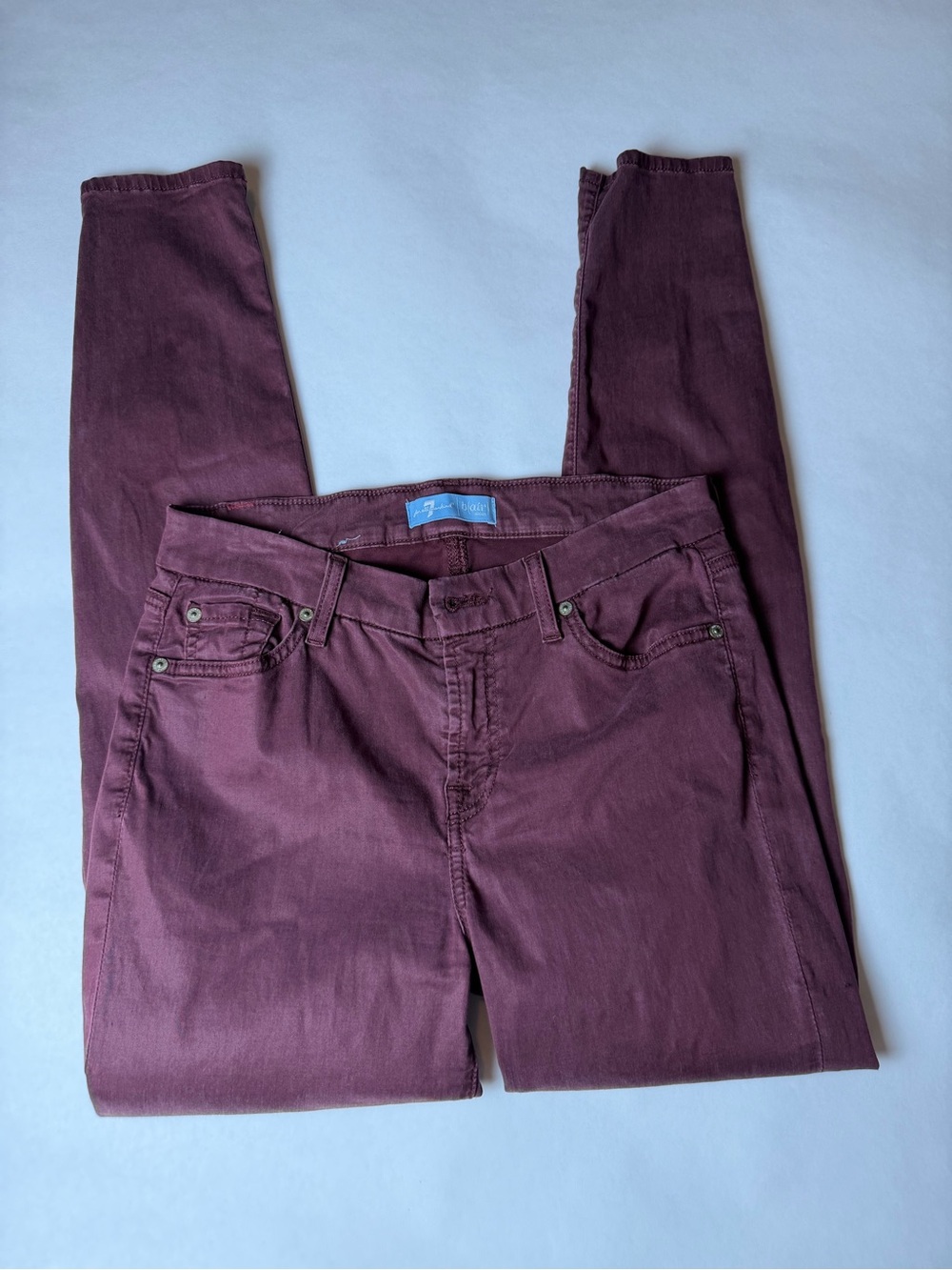 7 For All Mankind Skinny Jeans in Burgundy - Picture 4 of 6